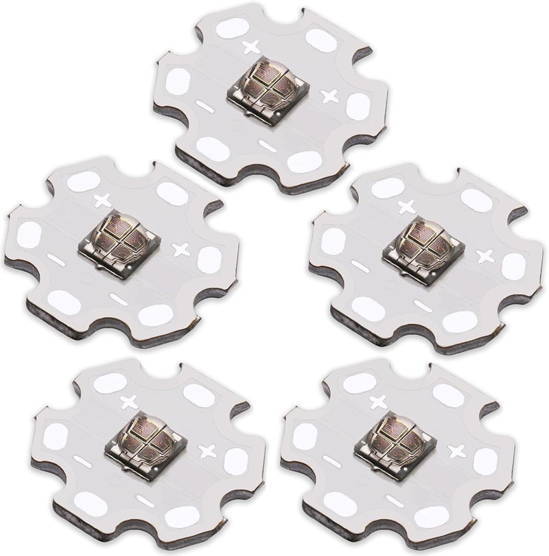 LEDGUHON 5Pcs Ir High Power LED Chip 5050 SMD 12W Infrared Emitting Illuminator with Aluminum Plate 20mm Star PCB Base Heat Sink for CCTV Camera Monitor (IR 845-850nm,DC 1.6-1.8V,1500mA,42mil chip) - Image 1
